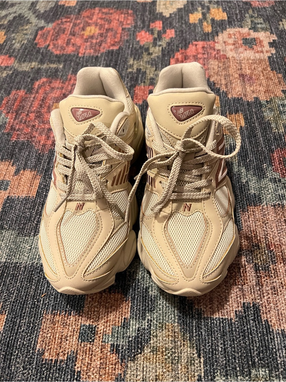New Balance 9060 Women’s Cream/Tan Chunky Sneaker - Picture 4 of 6